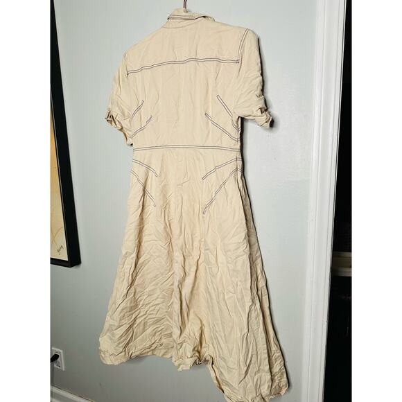 ROSETTA GETTY COLLECTIVE Off White Beige Twill 100% Cotton Bone Dress Size 10 - Picture 5 of 12